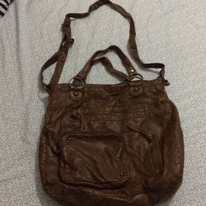 Brown leather shoulder bag